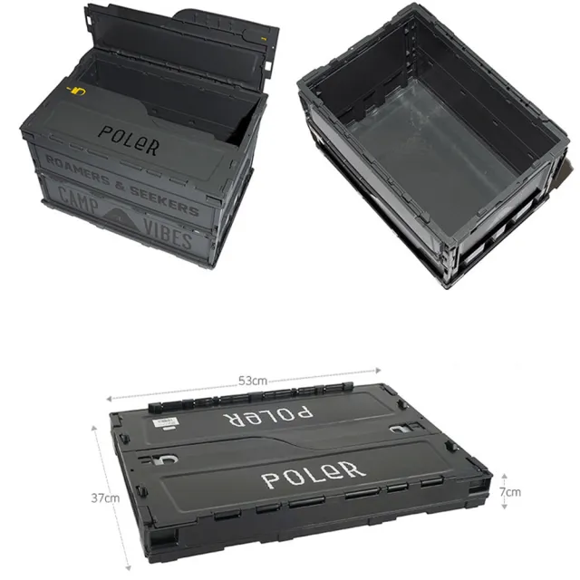 【POLER STUFF】日本限定 FOLDING CONTAINER 雙側開摺疊收納箱 / 層疊裝備箱(深灰)