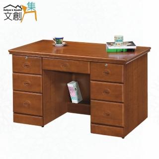 【文創集】溫利4.2尺實木七抽書桌/辦公桌