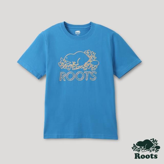 【Roots】Roots男裝- 宇宙探索系列 框線海狸有機棉短袖T恤(藍色)