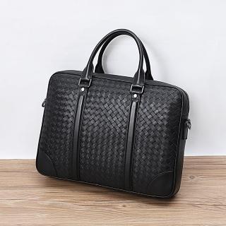 【巴黎精品】現貨+預購 公事包真皮手提包(手工編織肩背側背男包包a1ai19)