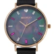 【MANGO】甜美繽紛晶鑽時尚米蘭腕錶-MA6770L-BK-H(玫瑰金x黑色/36mm)