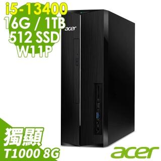 【Acer 宏碁】i5 T1000十核繪圖電腦(XC-1780/i5-13400/16G/512G SSD+1TB HDD/T1000-8G/W11P)