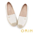 【ORIN】外露縫線羊皮麻編底休閒鞋(白色)