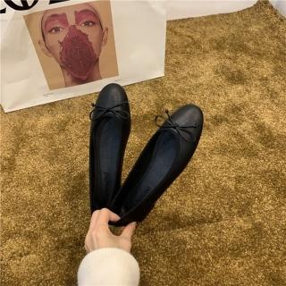 【小童心鞋坊】多色平底娃娃鞋 蝴蝶結 皮面 黑色 紅色 上班鞋(35-40號)