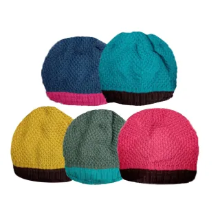 手工雙色編織彩色毛帽(造型/保暖/帽子)