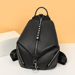 【巴黎精品】現貨+預購 真皮後揹包雙肩包真皮革側揹包隨身手提包(百搭防盜鉚釘拉牌女包包5色a1ai20)