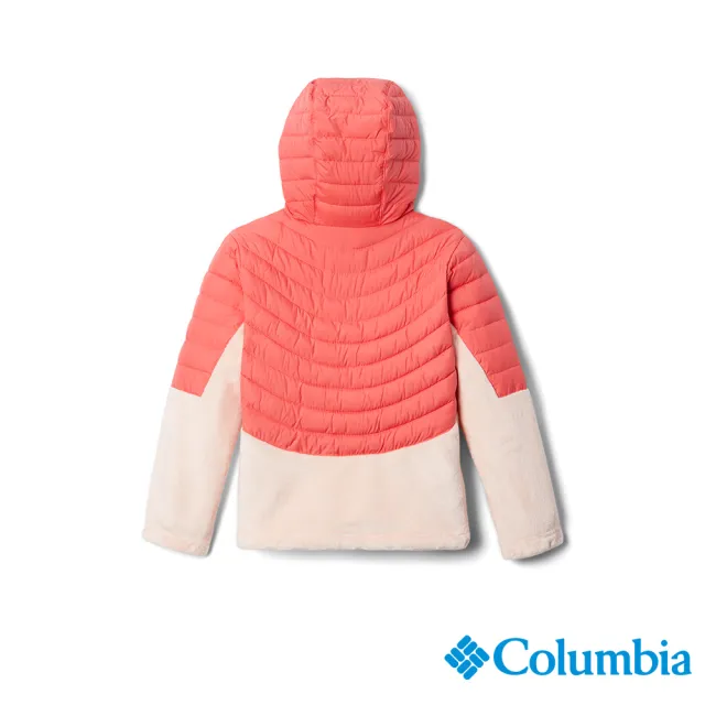 【Columbia 哥倫比亞】童款-Powder Lite Omni-Heat保暖連帽外套-橘紅(USG26310AH)