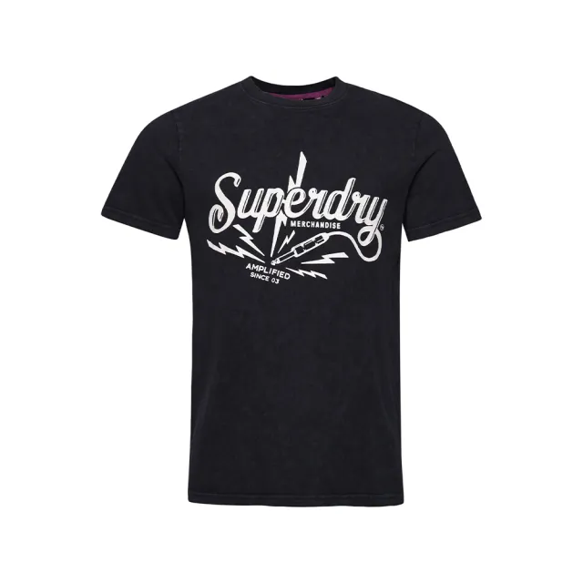 【Superdry】男裝 短袖T恤 Vintage Merch Store(黑底白字)