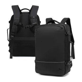 【J.S.優品】17.3吋 極簡先鋒 箱式開合 筆電行李後背包(簡約大空間旅行電腦包)