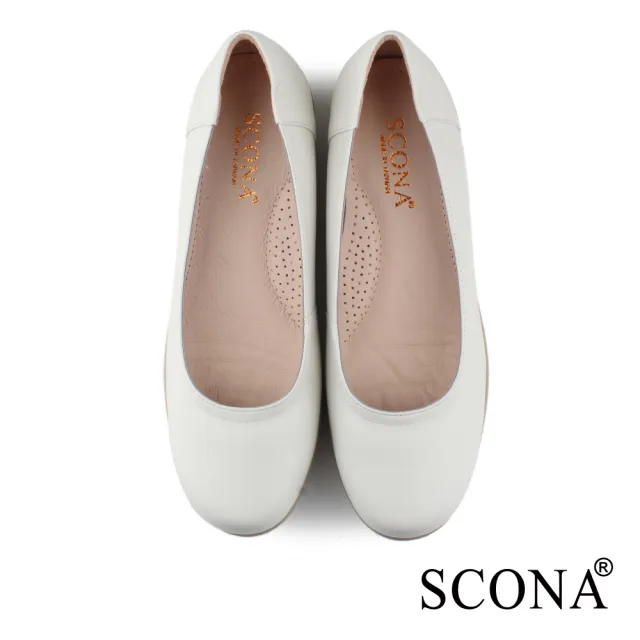 【SCONA 蘇格南】全真皮 舒適輕量厚底鞋(米白色 31002-2)