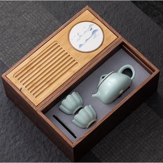 【Life shop】汝瓷旅行茶具組/附精美包裝袋(泡茶組 交換禮物 茶具 旅行茶具 茶器套裝)