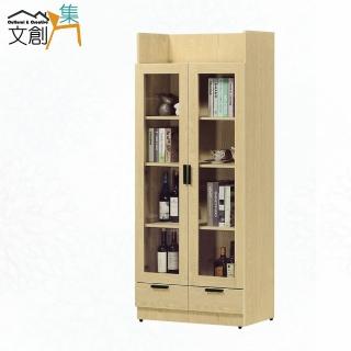 【文創集】邁克可2.6尺二抽二門書櫃/收納櫃