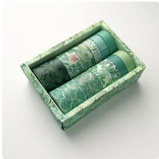 【小清新】DIY花朵植物園和紙膠帶禮盒-12入(手帳貼紙 素材 手作卡片 裝飾 可愛貼紙 美術 學生 禮物包裝)