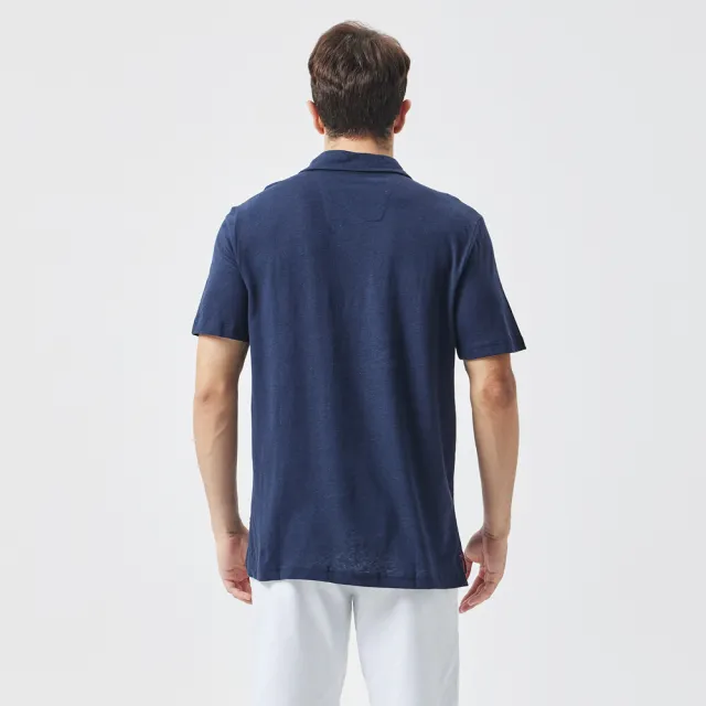 【NAUTICA】男裝 簡約素面休閒短袖POLO衫(深藍)