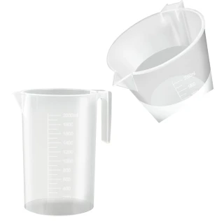 【OKAY!】耐熱量杯 量水杯 塑膠燒杯 塑量桶 塑膠有柄燒杯 851-PPC2000(刻度杯 塑膠透明量杯 量筒)