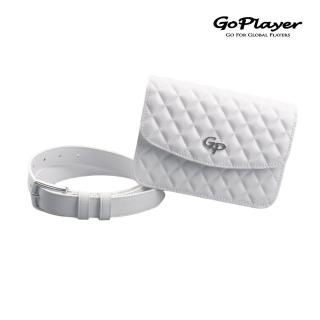 【GoPlayer】女高爾夫萬用腰包皮帶-白.黑(高爾夫女用腰包 格紋腰包 休閒球包 皮帶腰包)