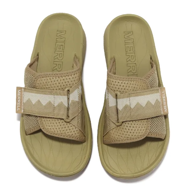 【MERRELL】拖鞋 HUT Ultra Slide 男鞋 橄欖綠 棕 織帶 魔鬼氈 輕量(ML005309)