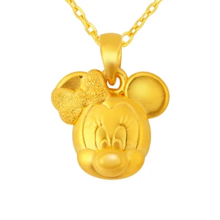 【Disney 迪士尼】迪士尼系列-黃金微笑米妮款項鍊-0.43錢±0.05(晶漾金飾)