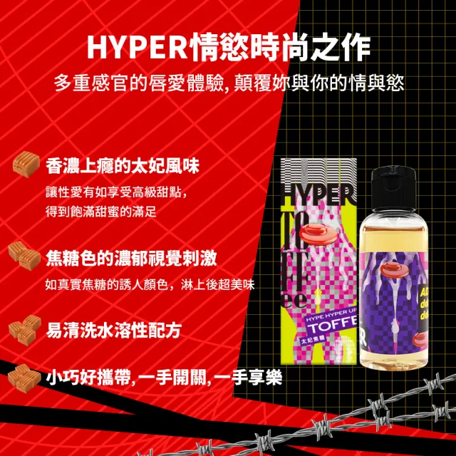 【HYPER HYPE UP】經典口味潤滑液 3入組(微醺紅酒/水蜜桃蘇打/太妃焦糖 口交 女性潤滑液)