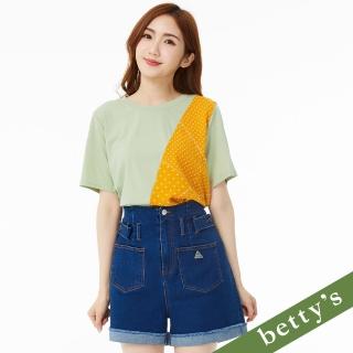 【betty’s 貝蒂思】高腰牛仔反摺短褲(深藍)