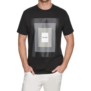 【KARL LAGERFELD 卡爾】老佛爺 經典印刷文字圖案短袖T恤 上衣-黑色(平輸品/短T)