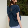 【OUWEY 歐薇】錦鯉刺繡後扭結棉質上衣(深藍色；S-L；3232321244)
