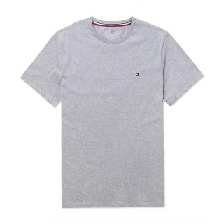 【Tommy Hilfiger】TOMMY 經典刺繡Logo圓領素面短袖T恤 上衣-灰色(平輸品/短T)