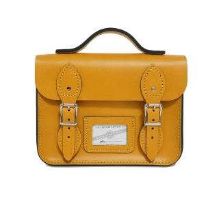 【The Leather Satchel Co.】8.5吋 英國手工牛皮劍橋包 手提包 肩揹包 側肩包 多功能兩用包(芥黃)