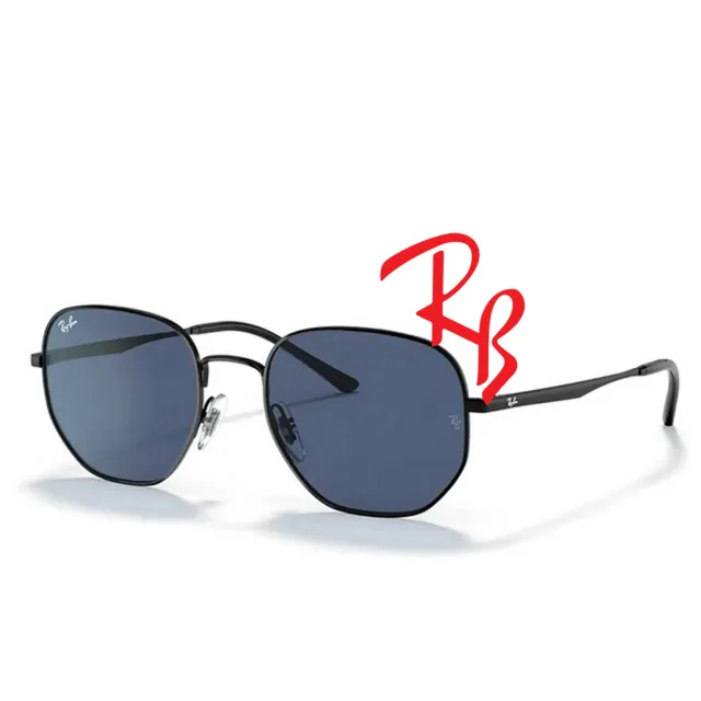 【RayBan 雷朋】適合小臉 時尚金屬太陽眼鏡 RB3682 002/80 51mm 黑框藍灰鏡片 公司貨