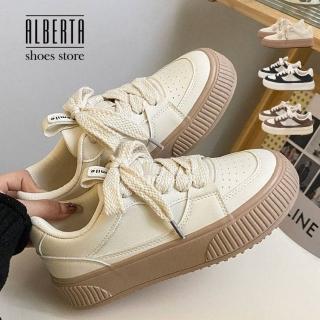 【Alberta】3cm 超纖真皮綁帶穿脫皮質鞋面厚底老爹鞋 休閒鞋 運動鞋