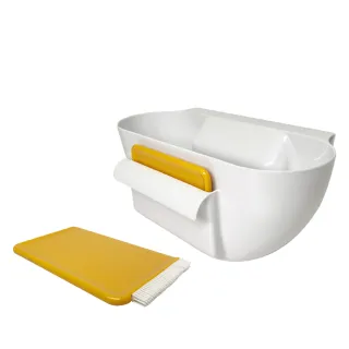 【金德恩】居家流理臺菜渣盒附兩用推菜片(菜渣/收納盒/台灣製造/刮板/收納/廚房)