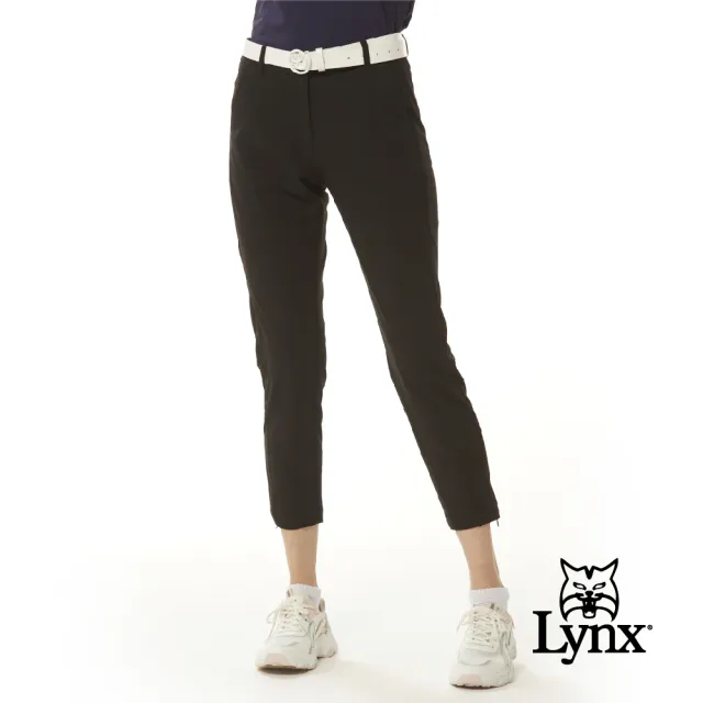 【Lynx Golf】首爾高桿風格！女款彈性舒適素色極簡風格褲口隱形拉鍊設計直筒八分褲(二色)