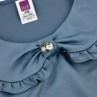 【ILEY 伊蕾】優雅浪漫拼接荷葉娃娃領上衣(藍色；M-XL；1232011174)
