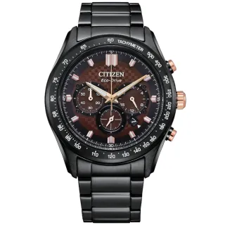 【CITIZEN 星辰】Chronograph系列 光動能三眼碼表計時潮男腕錶-棕面43mm(CA4534-81X)