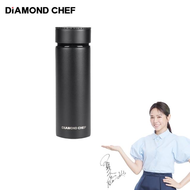 【DIAMOND CHEF】不鏽鋼按壓保溫杯400ml-極致黑(夏于喬代言)