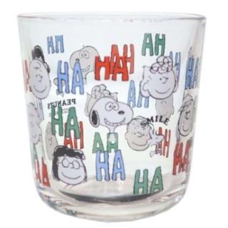 【小禮堂】SNOOPY 史努比 無把玻璃杯 - 透明好友大頭HAHAHA款(平輸品)