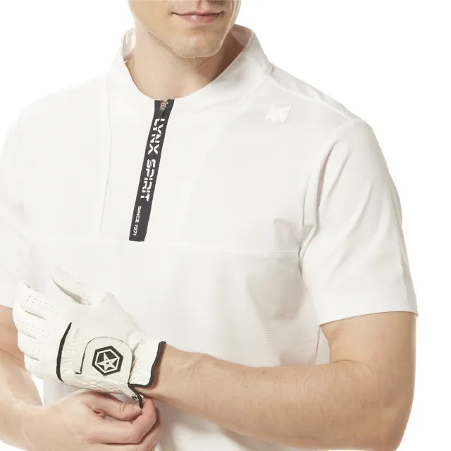 【Lynx Golf】首爾高桿風格！男款合身銀離子抗菌除臭品牌字樣門襟設計短袖立領POLO衫/高爾夫球衫(二色)