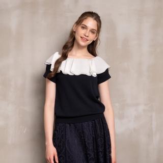 【perng yuh 芃諭名品】怦然柔情 一字波浪領 針織衫(2023 SS Collection｜2A春夏系列)
