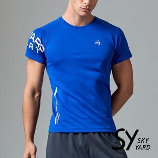 【SKY YARD】網路獨賣款-文字印花設計圓領運動T恤(藍色)