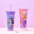 【小禮堂】Disney 迪士尼 長髮公主 塑膠吸管杯 650ml - 粉紫城堡款(平輸品) 魔髮奇緣 樂佩公主