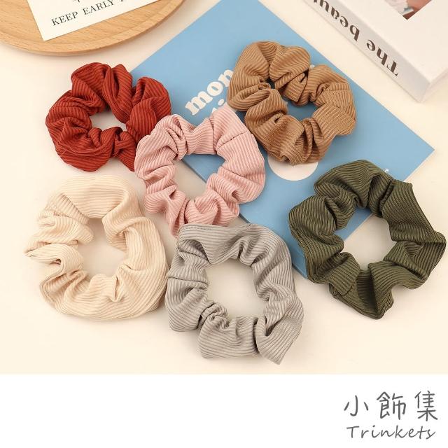 【小飾集】條紋髮圈 純色髮圈 織布髮圈/溫柔質感條紋純色織布大腸圈 髮圈(6色任選)