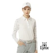 【Lynx Golf】女款吸排抗UV機能貓頭膠標Lynx草寫字樣印花洞洞布剪接設計長袖POLO衫/高爾夫球衫(二色)