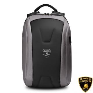 【Automobili Lamborghini】藍寶堅尼 義大利頂級皮革後背包 LBZA00258T(灰色)