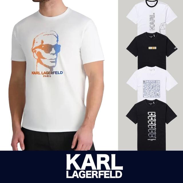 【KARL LAGERFELD 卡爾】老佛爺 經典印刷圖案短袖T恤 上衣-多色組合(平輸品/短T)