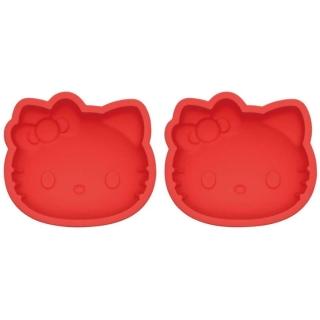 【小禮堂】HELLO KITTY 造型矽膠蛋糕模型2入組 305ml - 紅大臉款(平輸品) 凱蒂貓