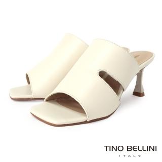 【TINO BELLINI 貝里尼】巴西進口簡約輪廓牛皮細跟涼鞋FSST004(白)