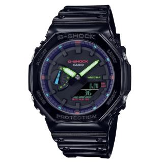 【CASIO 卡西歐】G-SHOCK 電競美學 虛擬虹光 八角形錶殼 GA-2100RGB-1A 45.4mm