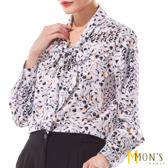 【MON’S】花卉印花絲巾領襯衫