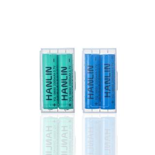 【HANLIN】18650電池 2300mah保證足量 透過國家bsmi認證(一組2顆 送收納盒 充電電池 尖頭 平頭 風扇電池)