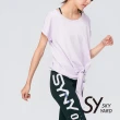 【SKY YARD】網路獨賣款-休閒半袖綁帶素面造型上衣(紫色)
